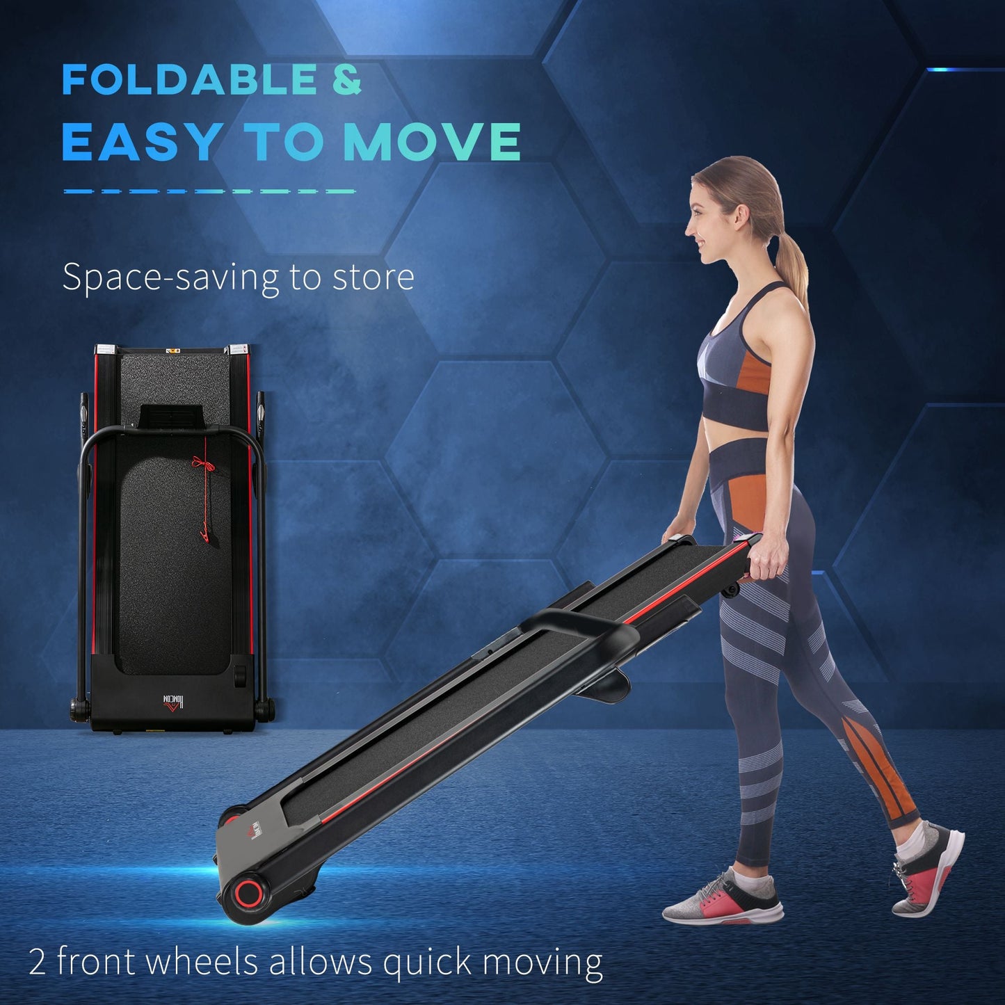 750W Folding Electric Treadmill with LED Monitor and Safety Button - Black-3