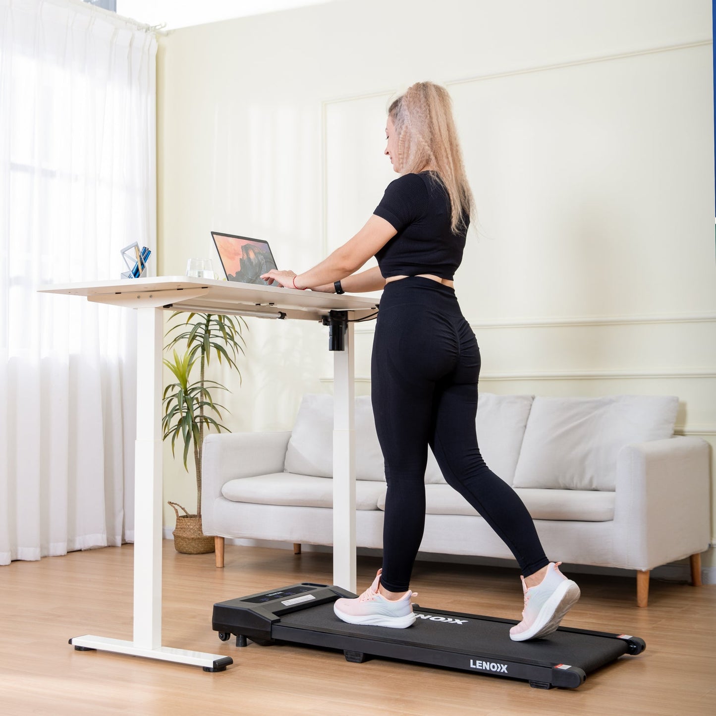 NNEDSZ 1.5 HP Electric Walking Pad Treadmill with Remote Control and Display Screen-1