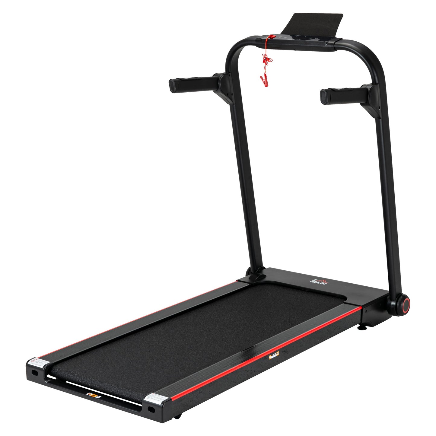 750W Folding Electric Treadmill with LED Monitor and Safety Button - Black-0