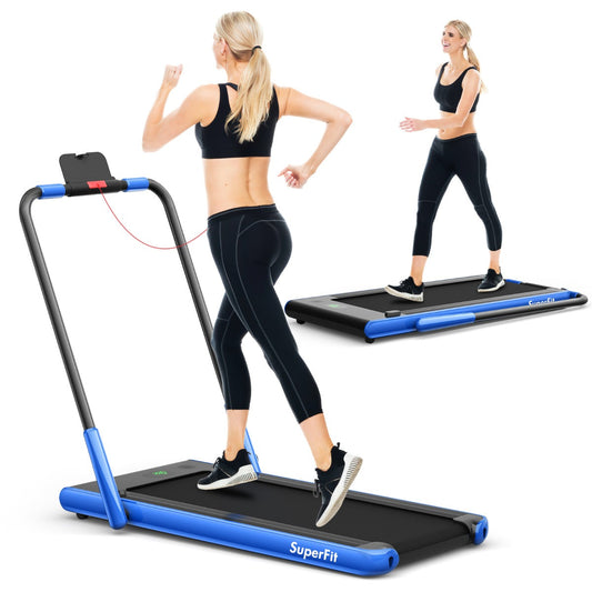 NNECW 2-in-1 Foldable Treadmill with APP & Remote Control for Home & Office-Silver-1