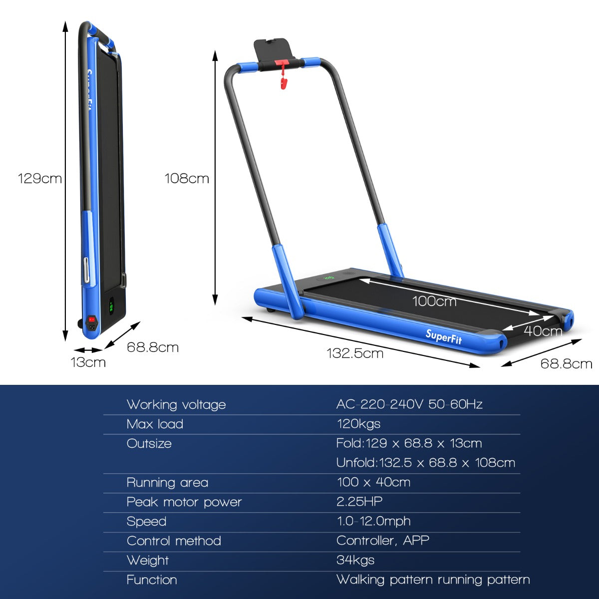 NNECW 2-in-1 Foldable Treadmill with APP & Remote Control for Home & Office-Silver-3