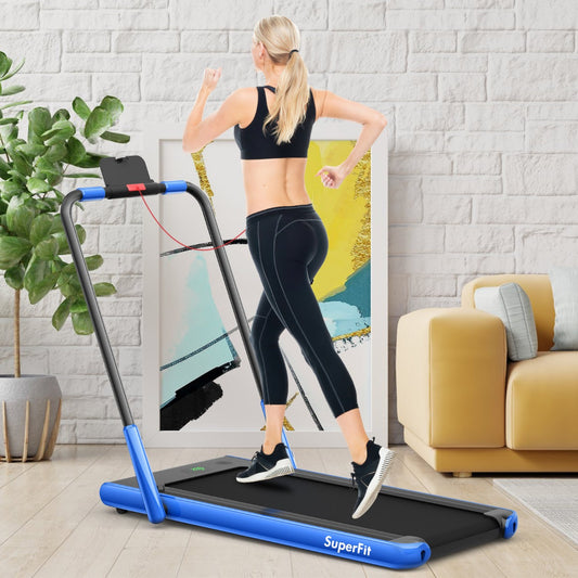 NNECW 2-in-1 Foldable Treadmill with APP & Remote Control for Home & Office-Silver-0
